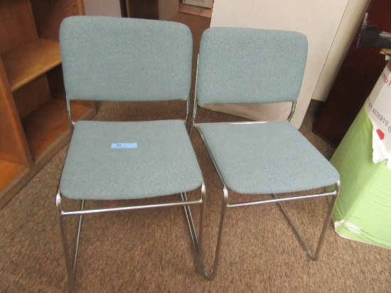 PAIR OF GREEN UPHOLSTERED CHAIRS