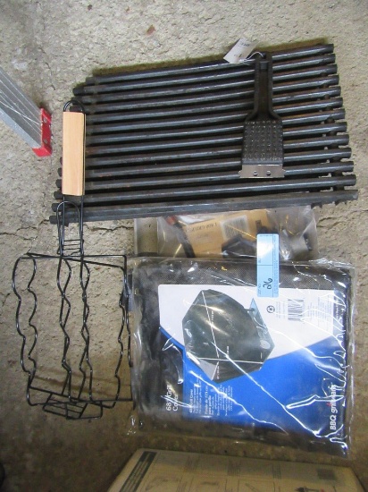 68 INCH GRILL COVER. NEW IN PLASTIC, GRILL GRATES, REGULATOR, ALUMINUM HOT