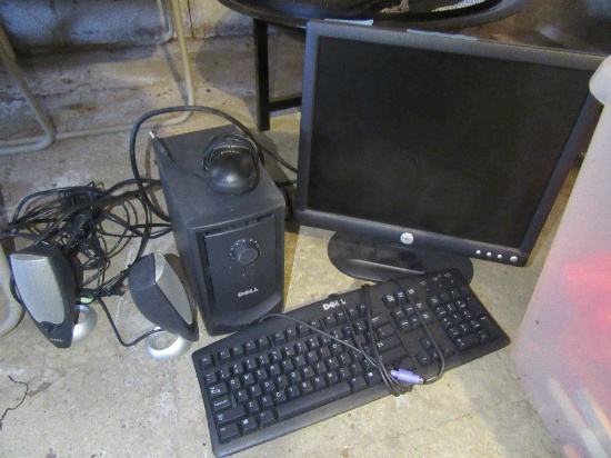DELL MONITOR, KEYBOARD, SPEAKER SYSTEM, AND MOUSE