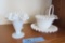 VARIETY OF FENTON PIECES INCLUDING CONDIMENT SET AND BASKET