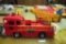 LOUIS MARX ELECTRIC FIRE ENGINE WITH FIGURINES. ONE IS MISSING HELMET