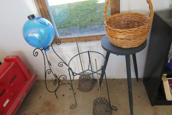 OUTSIDE YARD ORNAMENTS, PLANTER HOLDER, STOOL, BASKET