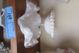 2 CANDY DISHES WITH CLEAR FLUTED EDGING BY FENTON