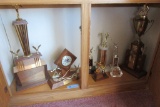 VARIETY OF TROPHIES INCLUDING A CLOCK TROPHY