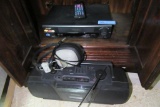 SHARP VHS PLAYER AND HEADPHONES