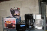 RIVAL CHEFS POT, TOASTMASTER TOASTER, PIZZELLE MAKER, AND 2 COFFEE POTS