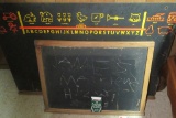 2 CHALKBOARDS WITH COLORED CHALK