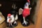RED AND BLACK ROOSTER FIGURINES