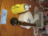 2 AVON BOTTLES, ASSORTED PINS WITH CASE AND LA DOLCE VITA PORCELAIN SHOE NI