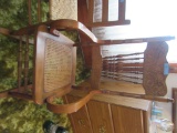 OAK ROCKER WITH CANE SEAT AND PRESSED BACK