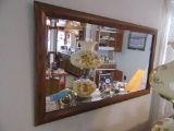 BEVELED WALL MIRROR WITH OAK FRAME