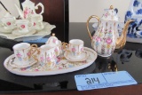 PINK AND GOLD TEA SET. MADE IN CHINA