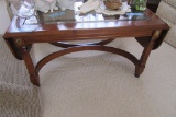 DROP LEAF COFFEE TABLE WITH GLASS TOP