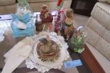 HAND-PAINTED ORANGE BLOSSOM BEAUTY UNDER GLASS. HORSE FIGURINE AND OTHERS