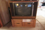2 CONSOLE TVS. ONE HAS STAND AND OTHER ELECTRONICS