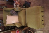 GREEN WINGBACK CHAIR WITH OTTOMAN