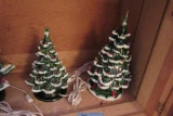 2 LIGHTED CERAMIC CHRISTMAS TREES
