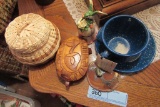WOODEN TURTLE. CLAIM 49 ALASKA SOURDOUGH COLLECTION CUP WITH PLATE AND ETC