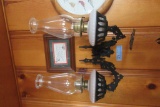 DOUBLE HANGING OIL LAMPS & WIND CHIMES