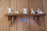 WALL SHELF WITH CERAMIC RABBITS AND DOGS
