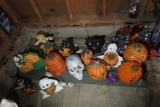 HALLOWEEN DECORATIONS IN CORNER MOSTLY LIGHTED