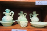 AVON BOWL AND PITCHER DECANTERS, POWDER HOLDER, AND SOAP DISH