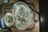 2 SILVERPLATE BOWLS AND SERVING DISH HOLDER