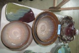SIGNED POTTERY BOWLS AND TEAPOT