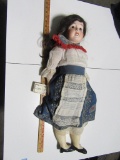 INTERNATIONAL ANTIQUE PORCELAIN HEAD DOLL  WITH JOINTED LEGS,  LIMOGES DOLL, SIGNED BY ARTIST