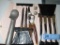 VINTAGE ICE CREAM SCOOP, CAN OPENER, SYMBOLS, AND KNIFE SET