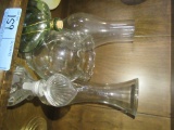 ASSORTED GLASSWARE, VASES, PERFUME, AND BOTTLE