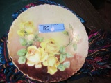 HAND PAINTED LIMOGE YELLOW ROSE PLATE