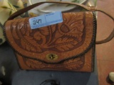 HAND-TOOLED LEATHER PURSE
