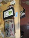 TETLEY TEA SIGN, ASSORTED PICTURES, AND PICTURE FRAMES