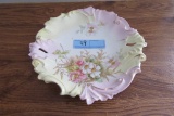 HAND-PAINTED EMBOSSED WITH GOLD DECORATIVE VINTAGE DISH
