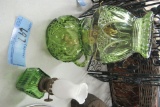 2 GREEN OIL LAMPS