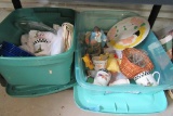 2 TOTES WITH GLASSWARE AND COLLECTIBLES