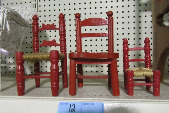 SMALL RED PAINTED DOLL CHAIR