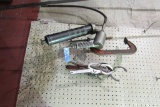 GREASE GUN, C-CLAMP, OIL FILTER, PLIERS, AND WRENCHES
