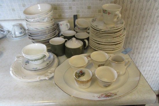 VARIETY OF MUGS, BOWLS, PLATES, AND ETC