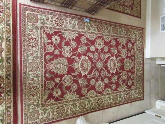 GALLERY ERSARI RED 7 BY 11 AREA RUG AND MATCHING THROW RUG