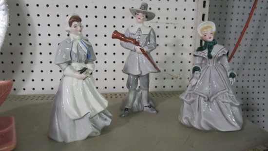 FLORENCE CERAMICS JOHN ALDEN, MELANIE, AND PRISCILLA FIGURINES