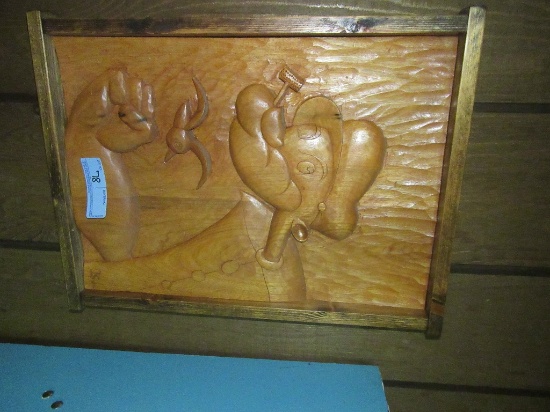 CARVED WOOD POPEYE PICTURE