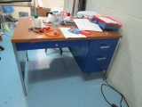 CONTENTS OF OFFICE INCLUDING DESK, FOUR DRAWER FILE, PLASTIC SHELVING AND E