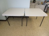 2 SQUARE PLASTIC FOLDING TABLES