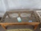 GLASS TOP REED RECTANGULAR COFFEE TABLE