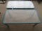 GLASS TOP METAL BASE AQUA COFFEE TABLE