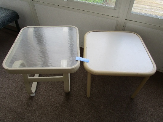 GLASS TOP SNACK TABLE AND LIGHT WEIGHT METAL SNACK TABLE