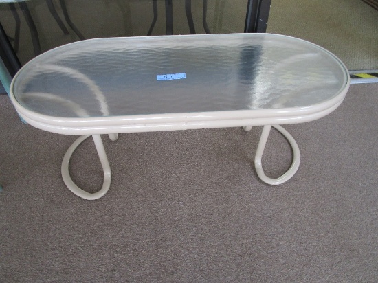 GLASS TOP OVAL COFFEE TABLE