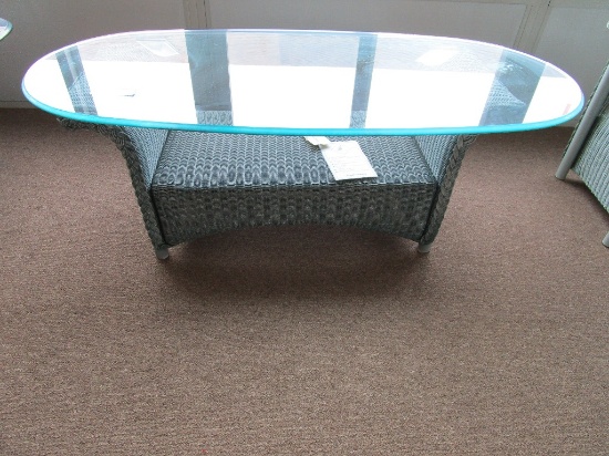 GLASS TOP DECORATIVE COFFEE TABLE BY LLOYD FLANDERS